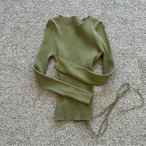 Forever 21 Sweater-Knit Lace-Back Green Top - Picture 2 of 4